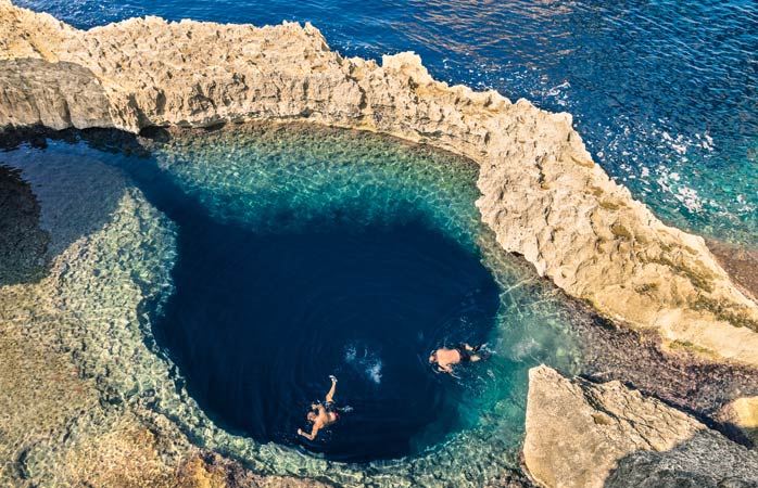 Diving in the Blue Hole on Gozo Island