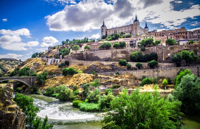 The grounds of the Alcázar fortification stand proud as the tallest point in Toledo.