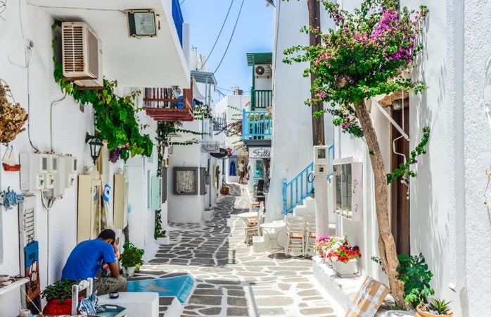 Forget all your problems in the quiet streets of Paros