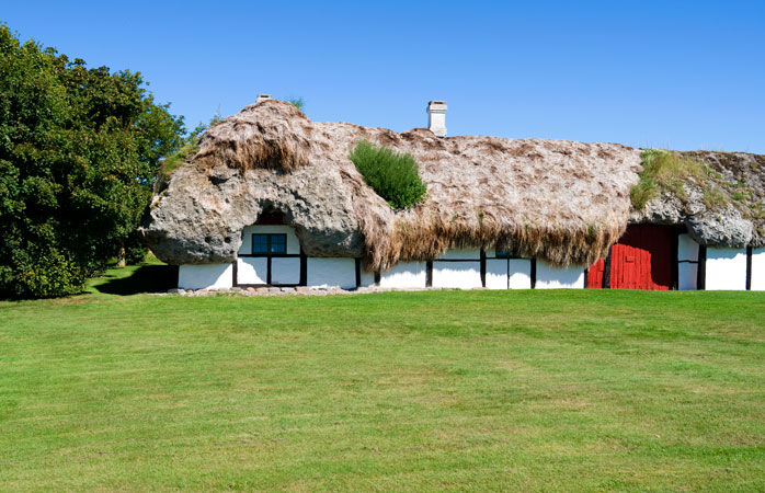 Læsø is known for its houses featuring seaweed-thatched roofs