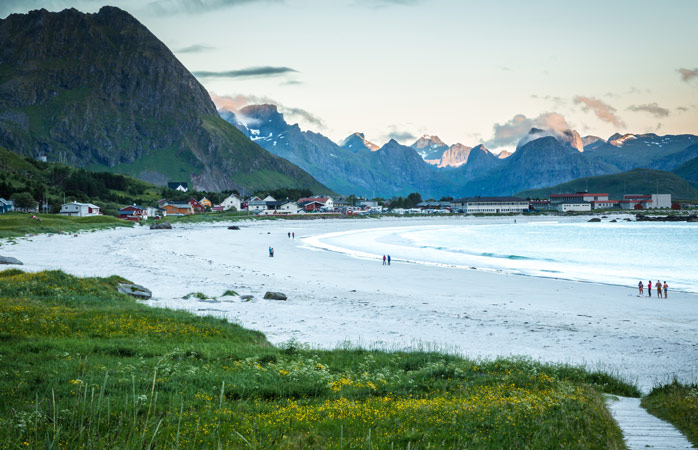 Ramberg Beach is the perfect spot to experience the midnight sun