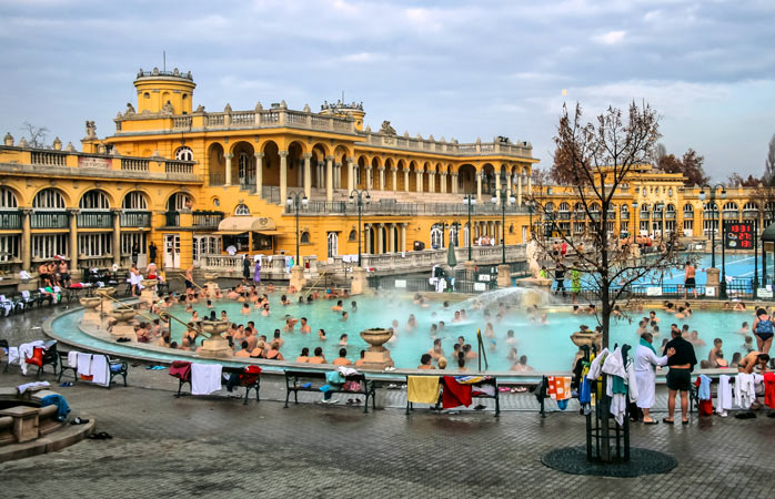Before you hit the road again, enjoy a relaxing dip in Budapest’s Széchenyi Baths 