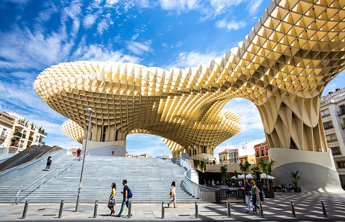 Seville's Metropol Parasol (better known as The Mushroom) claims to be the largest wooden structure in the world