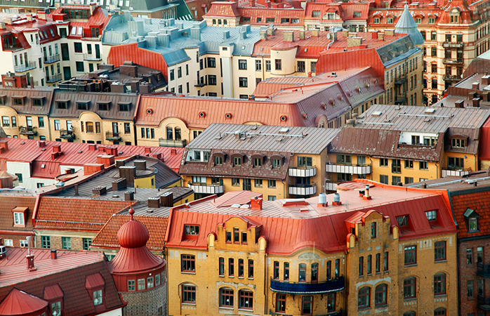 The candy coloured rooftops of Gothenburg, Sweden