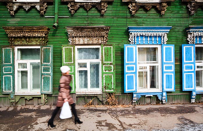 Traditional wooden house in Irkutsk