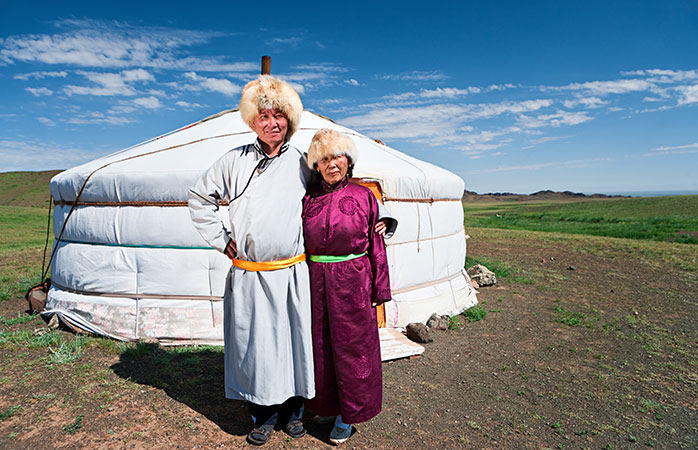 Local couple in Inner Mongolia - the autonomous region in north of China where the train passes through