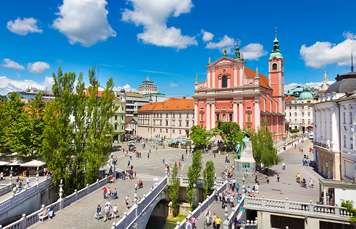 Car-free and bustling with activity: Ljubljana's city centre 