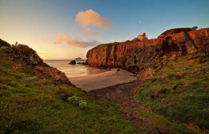 Beach in town of Turriff Cannai Tower, south of S. Antioco, in front of Island Cow.