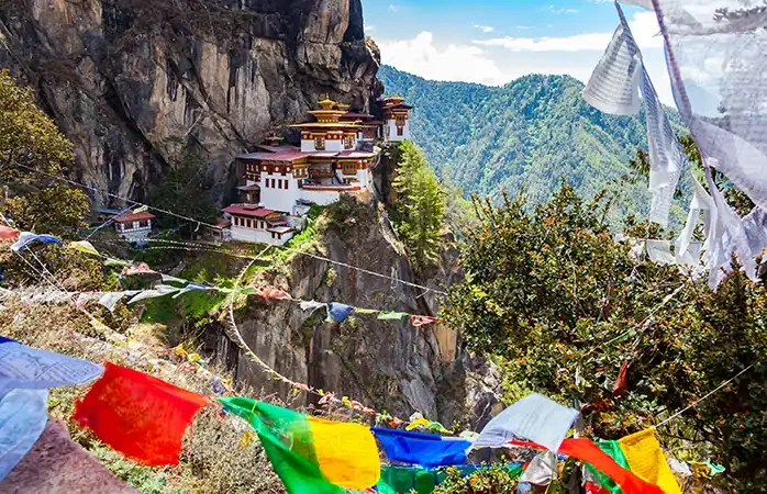 View of Taktshang Monastery on the mountain in Paro, Bhutan; Shutterstock ID 768787801; Purpose: Eco friendly destinations; Brand (KAYAK, Momondo, Any): momondo
